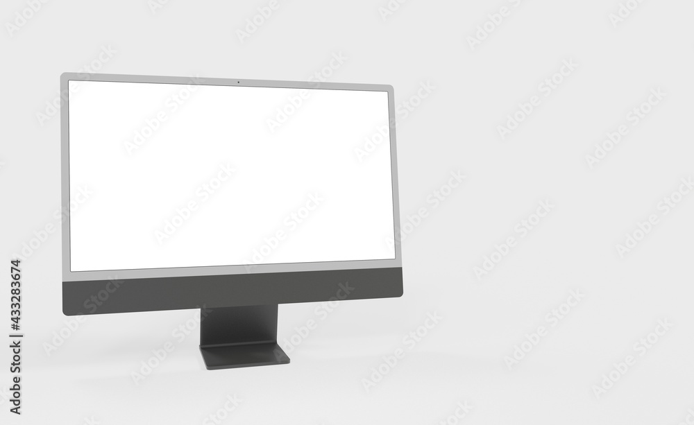 Computer display mock up with blank white screen. Stylish desktop computer mockup. new in 3d Computer display mock up with blank white screen. Stylish desktop computer mockup. new in 3d