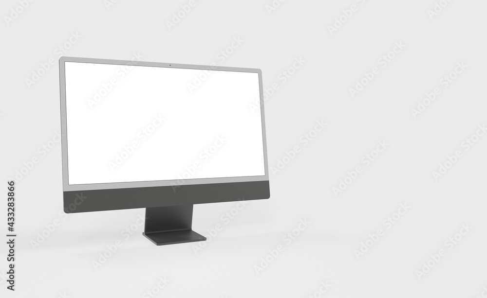 Computer display mock up with blank white screen. Stylish desktop computer mockup. new in 3d Computer display mock up with blank white screen. Stylish desktop computer mockup. new in 3d