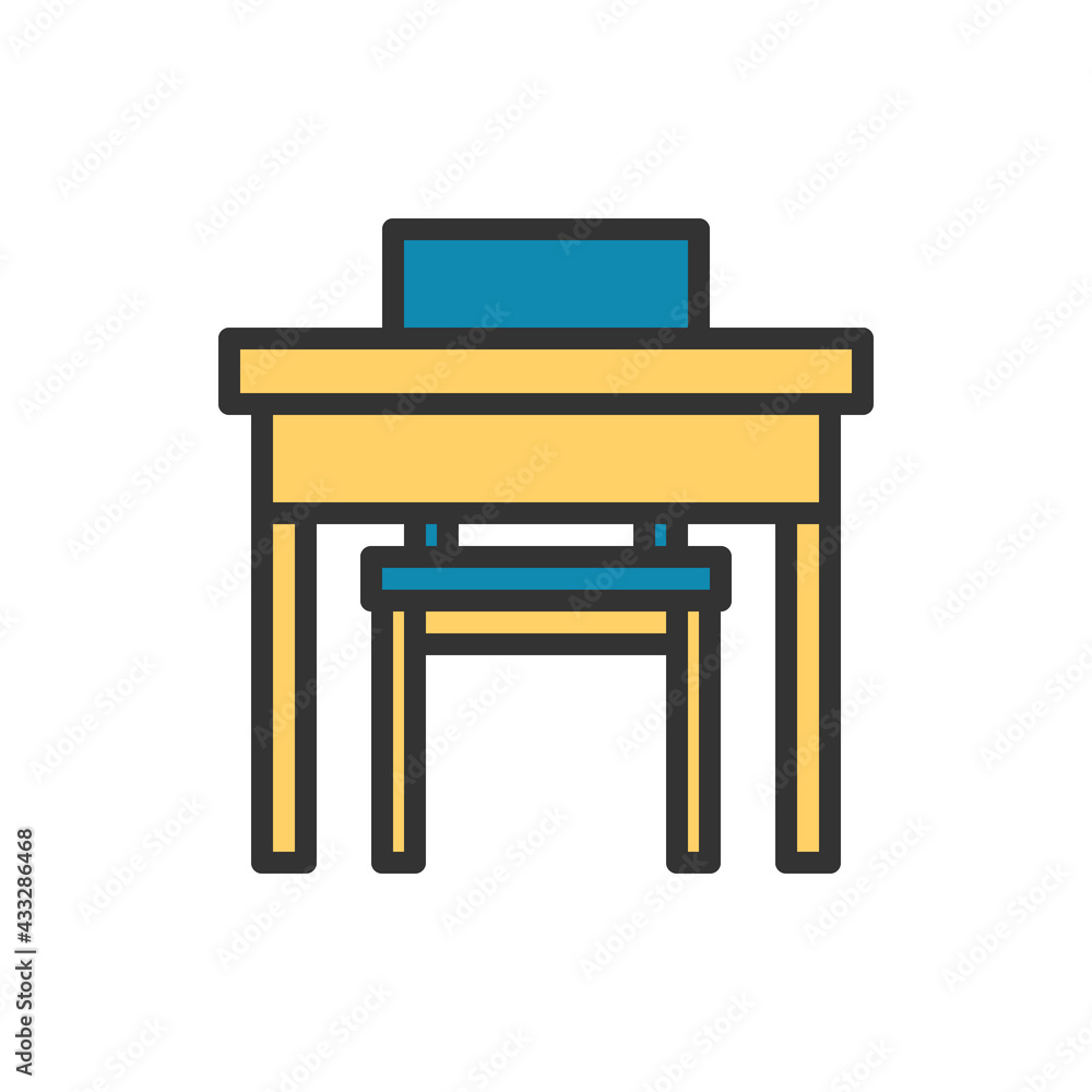 School Desk Line Icon Vector Illustration School Desk Line Icon Vector Illustration