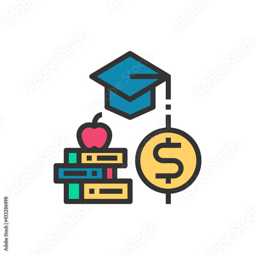 Education Cost Line Icon Vector Illustration