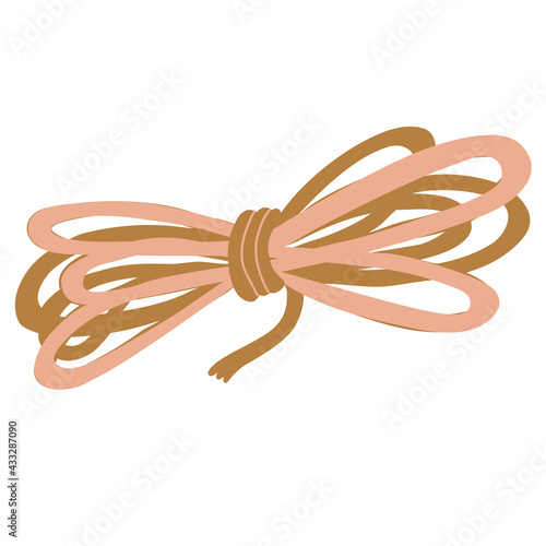Hand drawn flat vector illustration of a coil of rope isolated on white background. Camping and tourism equipment