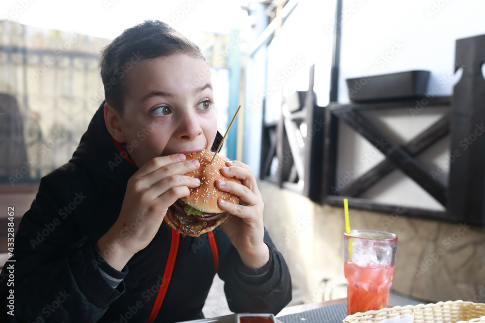 Child eating burger