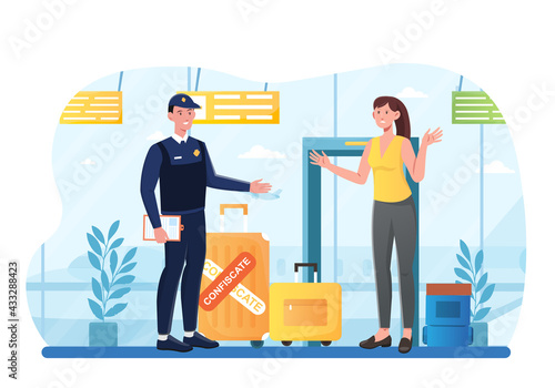 Airport metal detector frame, security control.
