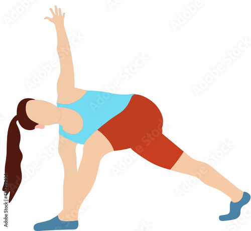 Mujer haciendo actividad física .Postura de yoga. fondo transparente