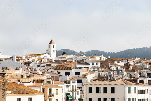 Close up of the houses and Landscape of the city of Calella de Palafrugell in Catalonia, Spain. photo
