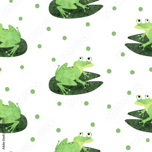 Funny watercolor frog patte...