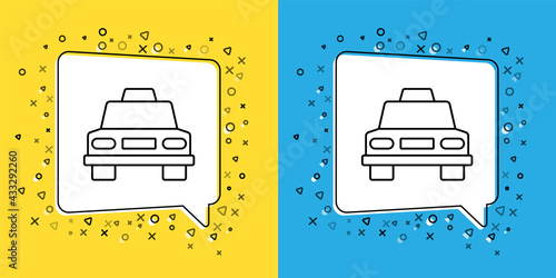 Set line Taxi car icon isolated on yellow and blue background. Vector