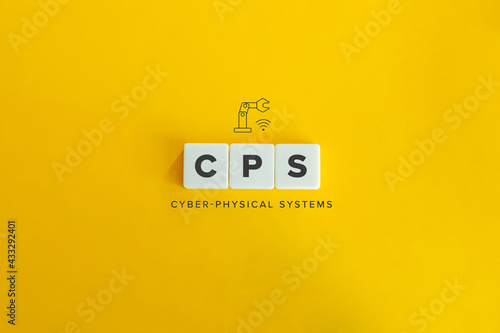 CPS (Cyber Physical Systems) banner and concept. Block letters on bright orange background. Minimal aesthetics.