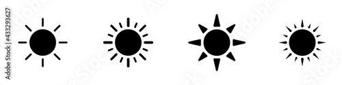 Bild auf Leinwand Conjunto de iconos de sol amarillo estilo silueta
