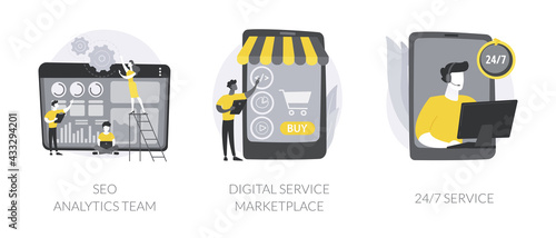 Online services abstract concept vector illustrations.