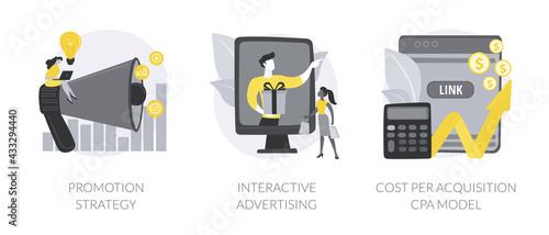 Online product promotion abstract concept vector illustrations.