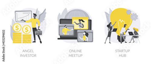 Business startup and communication abstract concept vector illustrations.