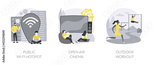 Outdoor and public facilities abstract concept vector illustrations.