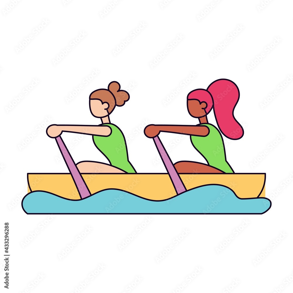 Isolated athlete character icon practicing rafting Isolated athlete character icon practicing rafting