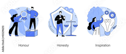 Moral principles abstract concept vector illustrations.