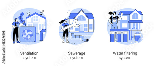 Home treatment system abstract concept vector illustrations.