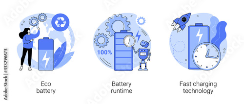Rechargeable battery abstract concept vector illustrations.