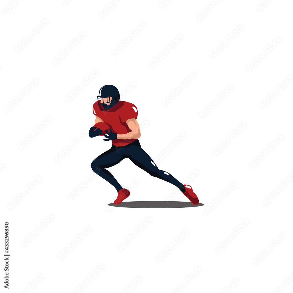 Fototapeta premium men running with the ball quickly when playing rugby - football player running with the ball quickly isolated on white