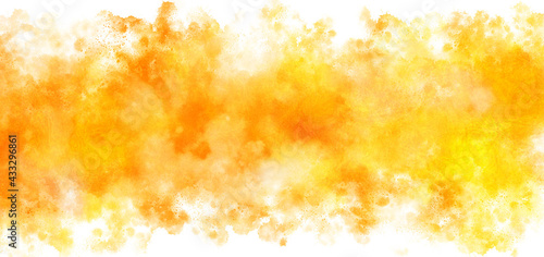 オレンジの水彩の筆の跡、背景素材、テクスチャ