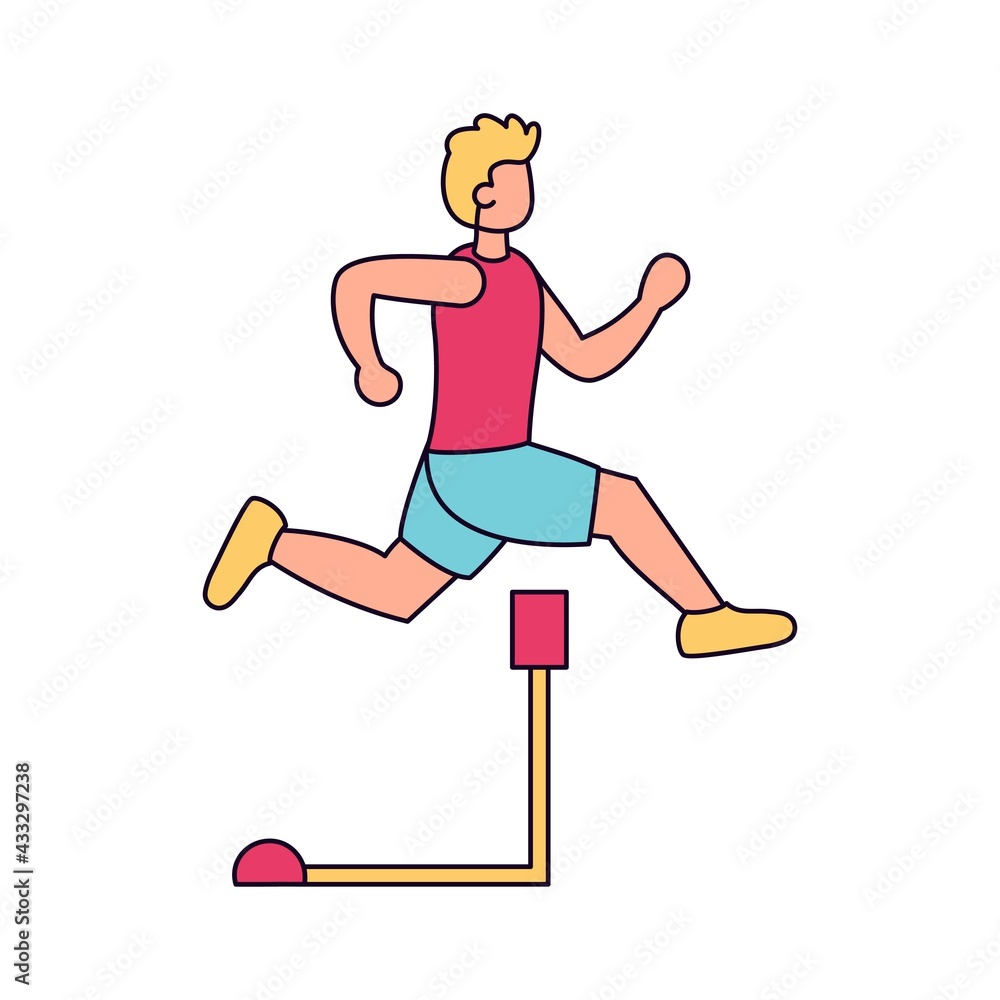 Fototapeta premium Isolated male athlete character practicing athletic