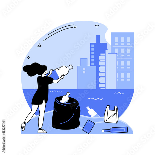Coastal pollution abstract concept vector illustration.