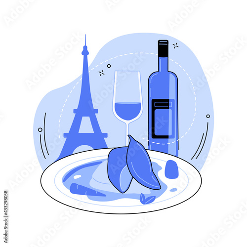 French cuisine abstract concept vector illustration.