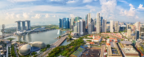 Singapore city skyline panorama, financial district and Marina Bay