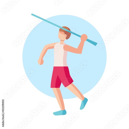 Isolated male character icon throwing a javelin