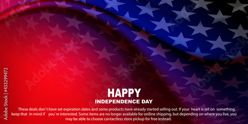 Abstract background with a gradient of blue and red colors, silhouette of the flag of America, folds of fabric