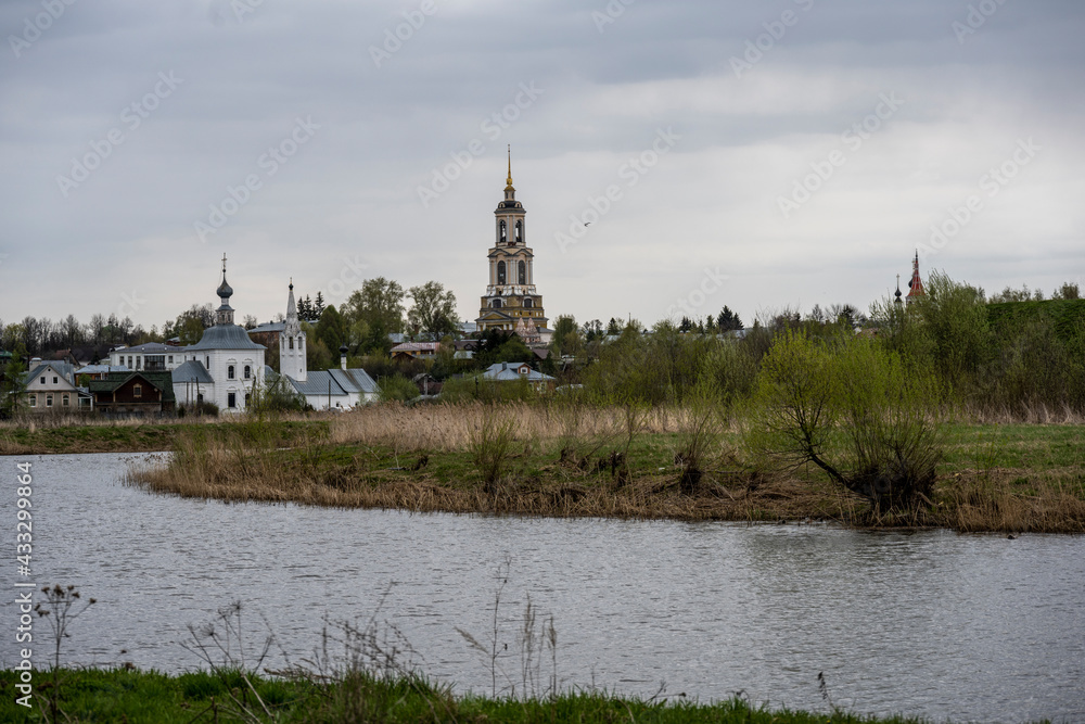 city views of the old kremlin churches and the monastery of the city of Suzdal during the rain city views of the old kremlin churches and the monastery of the city of Suzdal during the rain