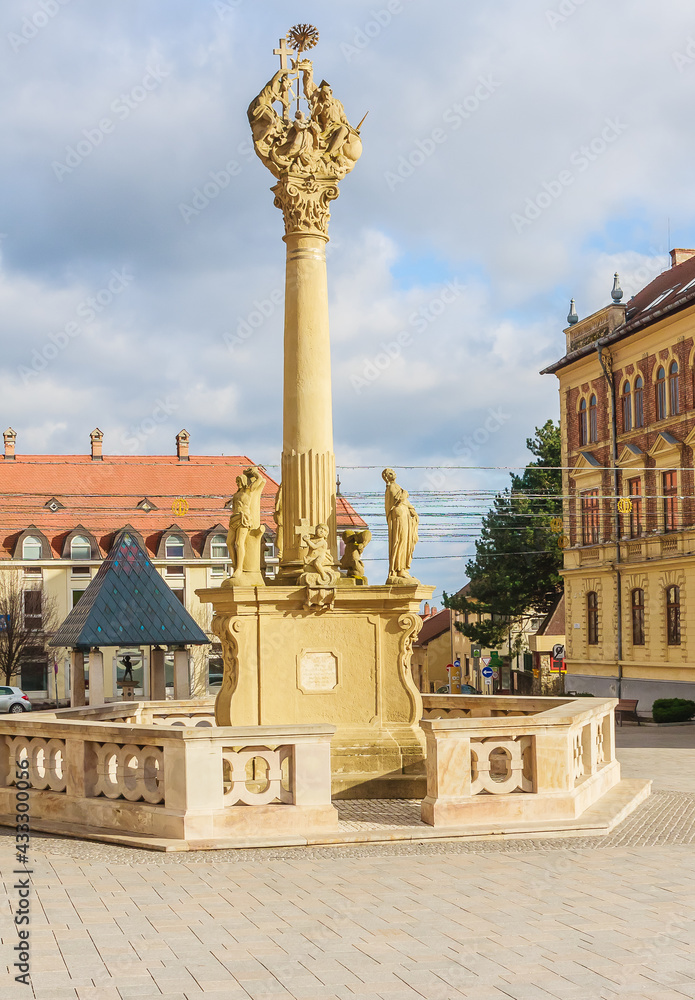 Holy Trinity column at Fo ter Square in Keszthely, Hungary, Europe