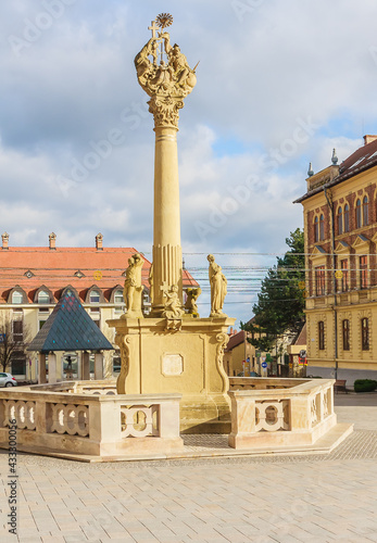 Holy Trinity column at Fo ter Square in Keszthely, Hungary, Europe