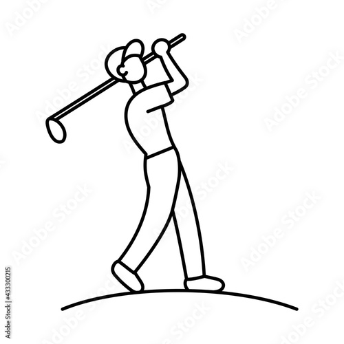 Isolated athlete character icon practicing golf