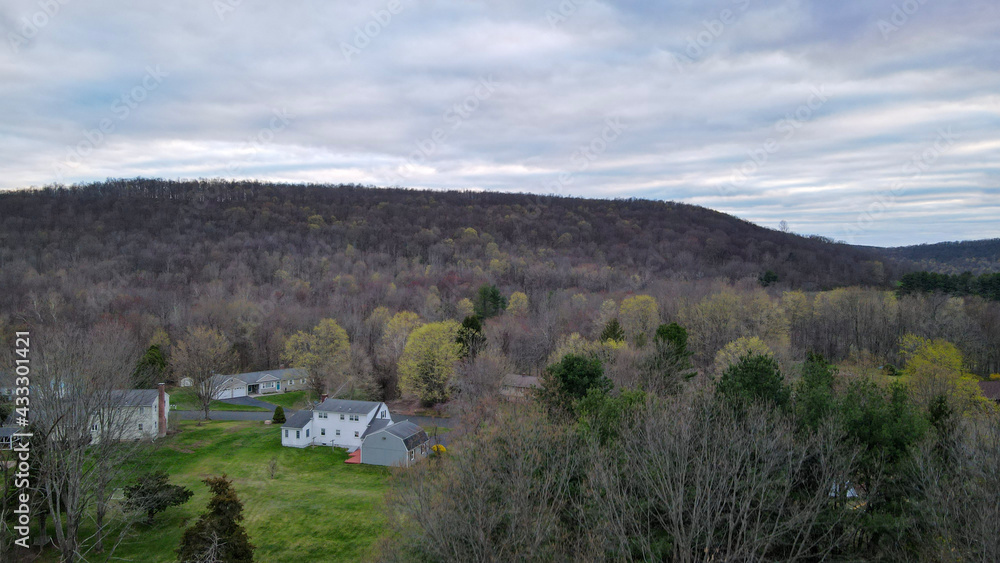 Fototapeta premium early spring day in the hills on new england