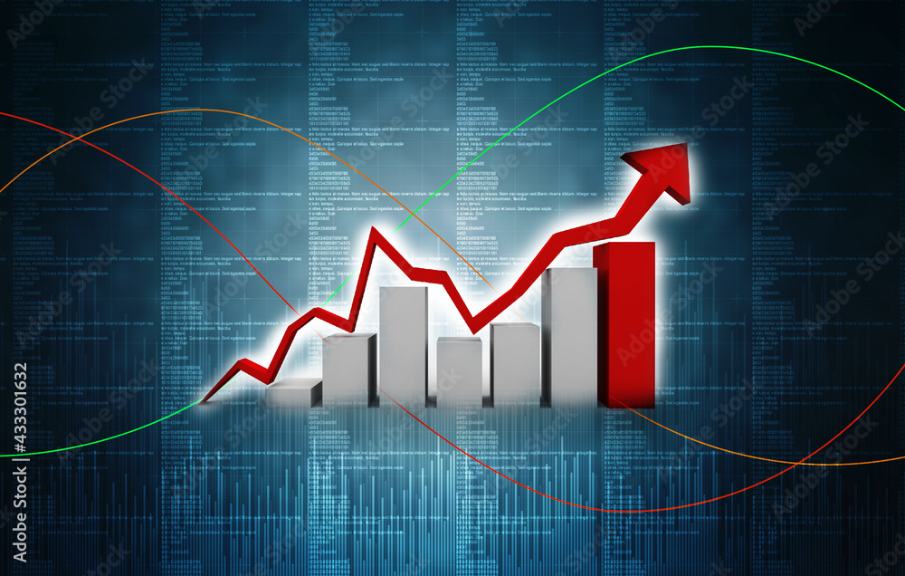 3d rendering Stock market online business concept. business Graph 
