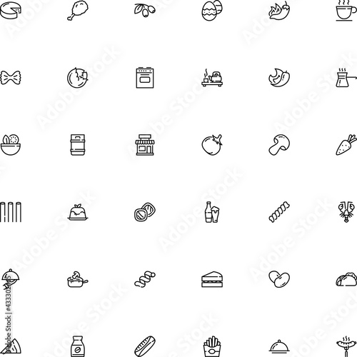icon vector icon set such as: supermarket, fish, mall, white background, retro, part, adzuki, panna, round, coffee powder, easter, appetizing, ravioli, pita, cloche, parmesan, bone, delicacy, pixel
