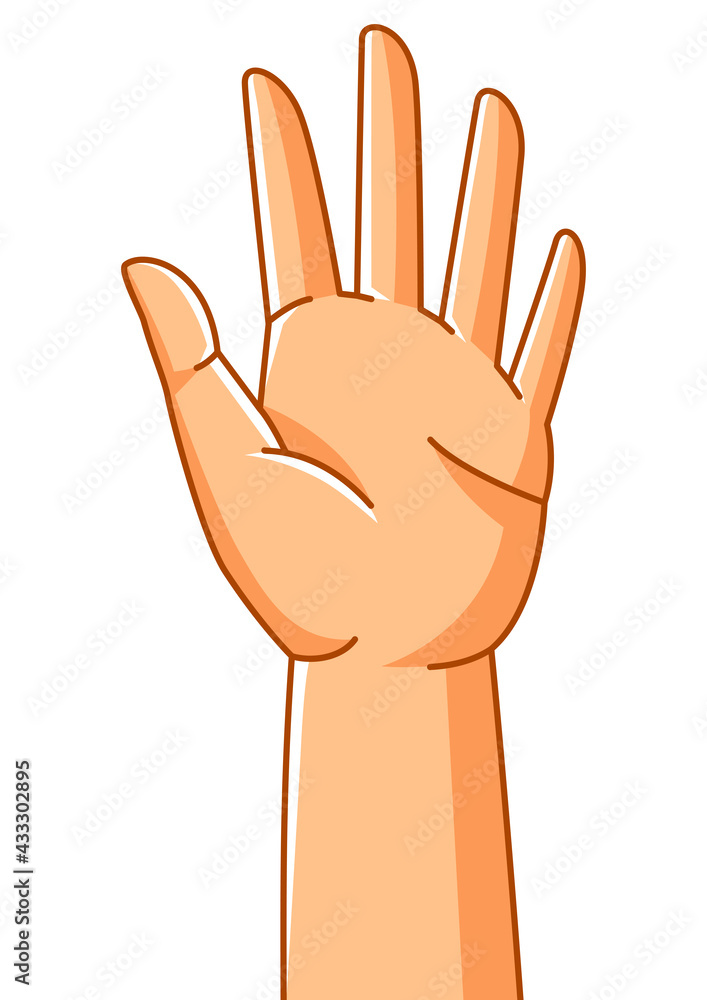 Illustration of raised hand. Sign of consent or choice. Illustration of raised hand. Sign of consent or choice.