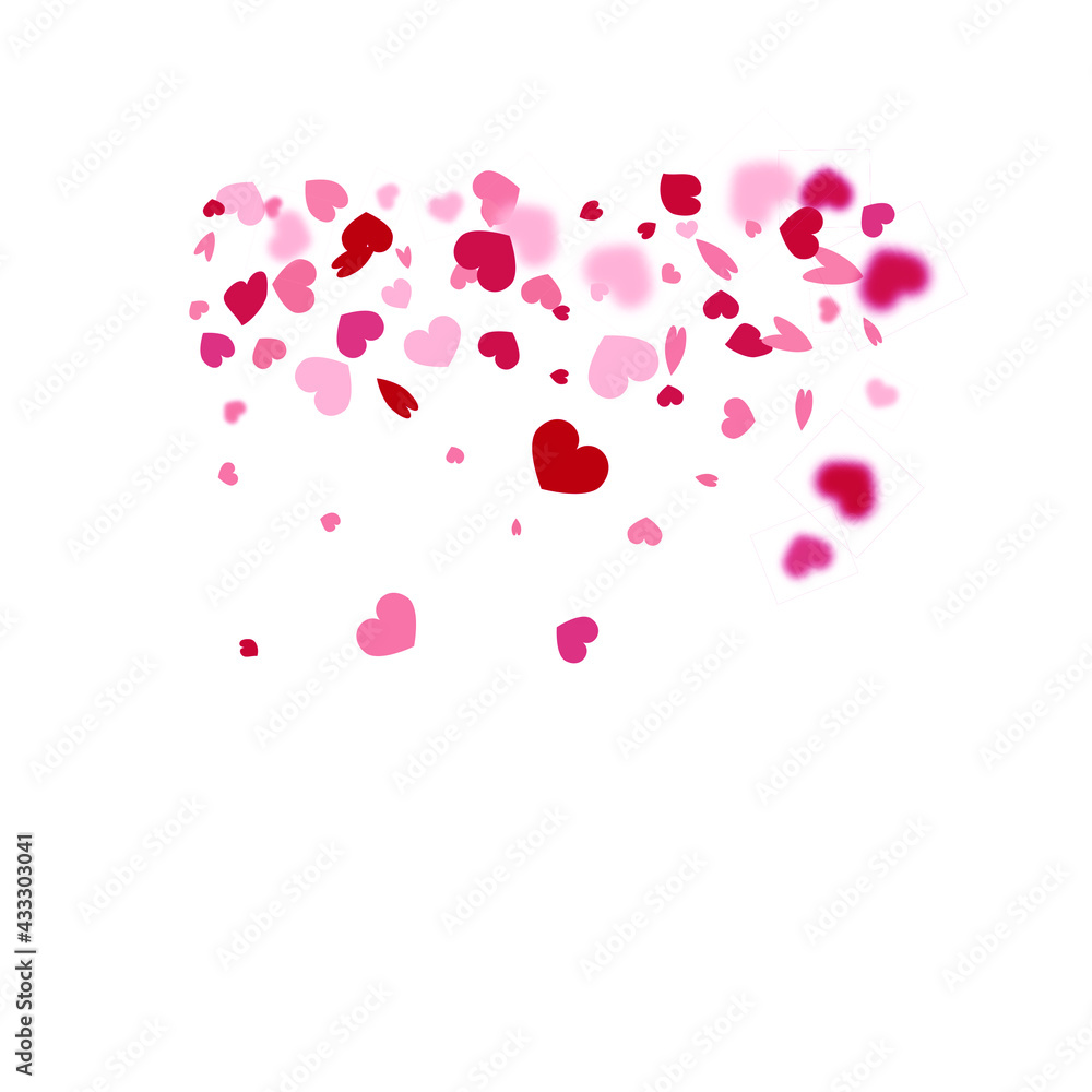 Heart Background.  Exploding Like Sign. Vector Template for Mother's Day Card. 8 March Banner with Flat Heart. Empty Vintage Confetti Template. Red Pink St Valentine Day Card with Classical Hearts.