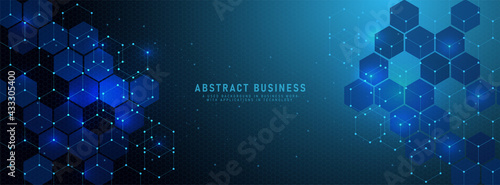 Banner design template Abstract background with geometric shapes and hexagonal patterns. With small dots Vector illustration for technology or science design