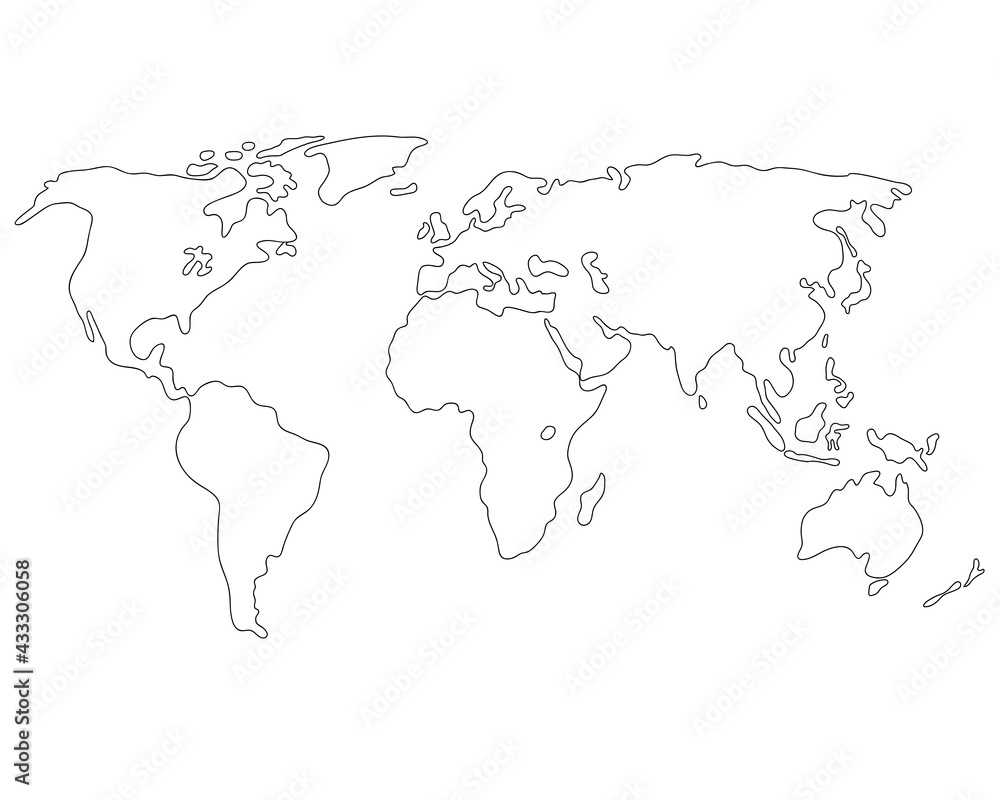 silhouette World map illustration isolated on white background. Vector illustration silhouette World map illustration isolated on white background. Vector illustration