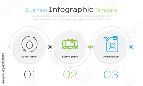 Set line Oil drop, Oil railway cistern and Canister for motor oil. Business infographic template. Vector