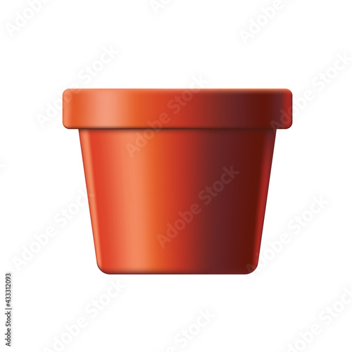 Clay flower pot. Ordinary and clean. Vector illustration. Isolated white background.