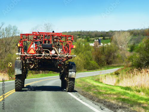 Foto Farm machinery on a country road