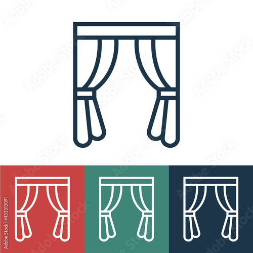 Linear vector icon with curtains