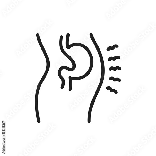 Bloating line icon. Isolated vector element.