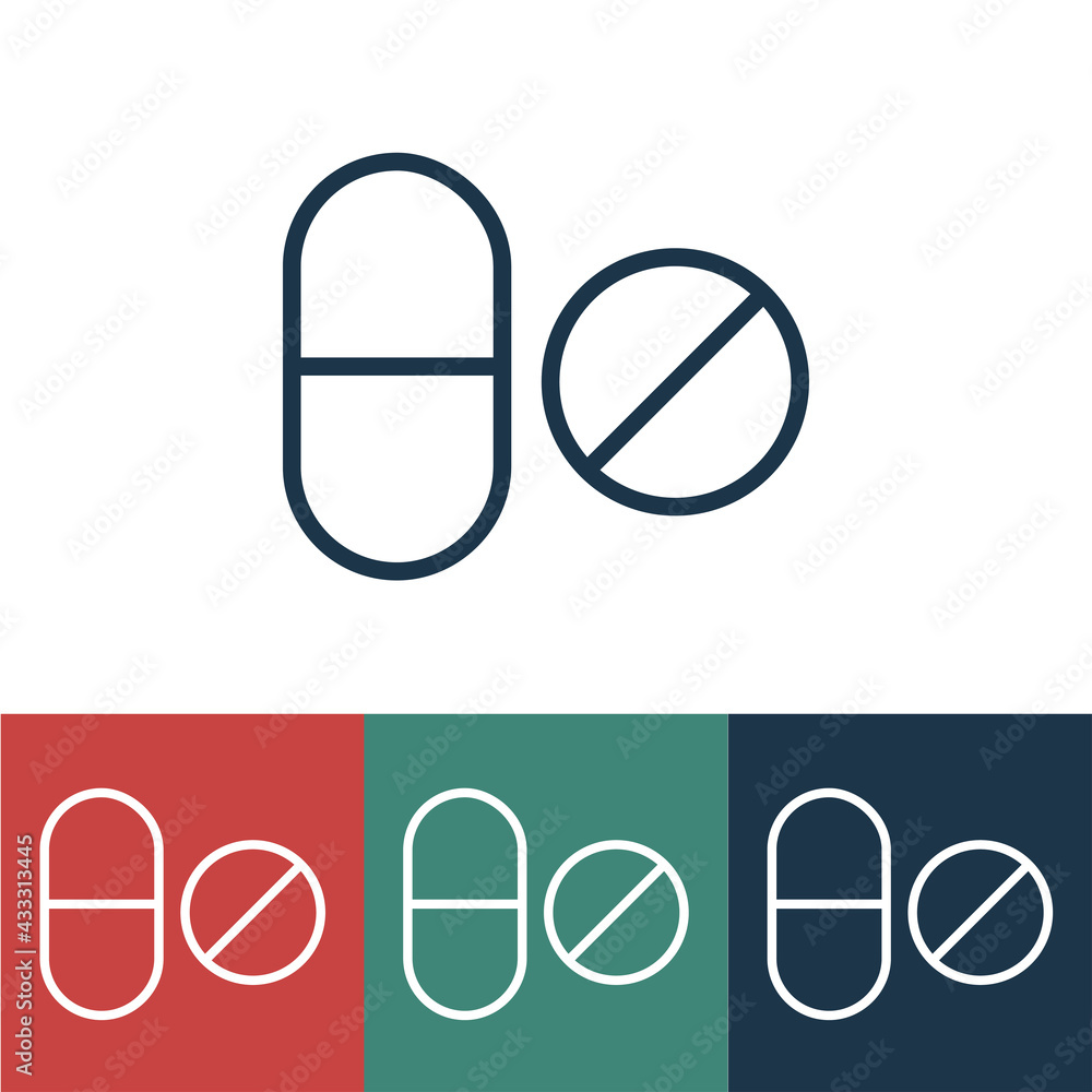 Linear vector icon with medicinal tablets Linear vector icon with medicinal tablets