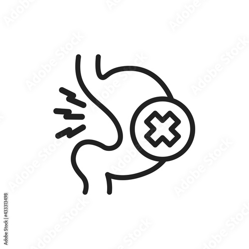Indigestion line icon. Isolated vector element.