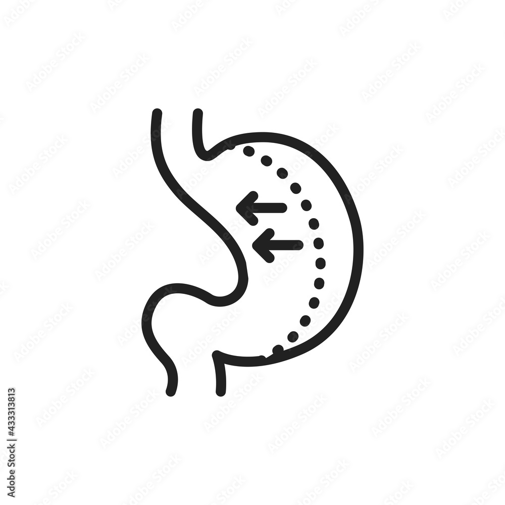 Sleeve gastrectomy line icon. Isolated vector element. Sleeve gastrectomy line icon. Isolated vector element.