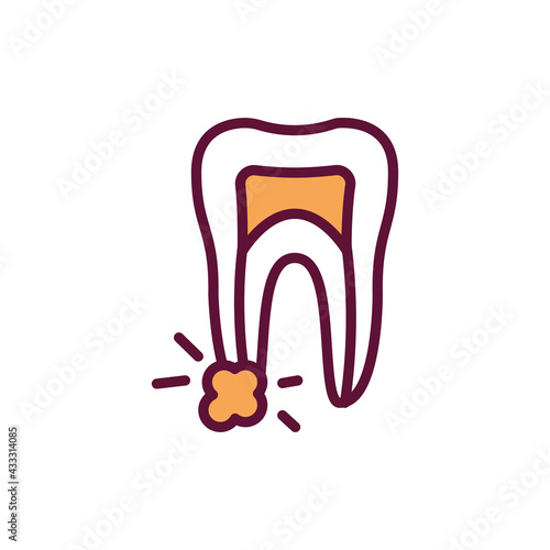 Tooth cyst line icon. Isolated vector element.