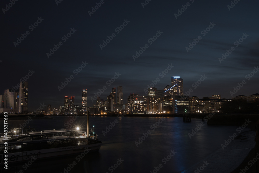 city skyline at night
